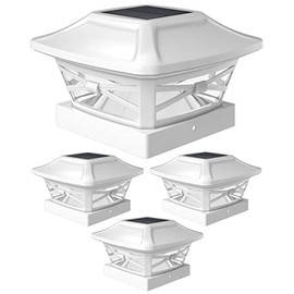 Davinci Lighting Renaissance Solar Outdoor Post Cap Lights - Includes Bases for 4x4 5x5 6x6 Posts - Bright LED Light - Pearl White (4 Pack)