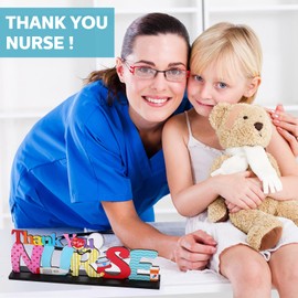 Chilaral 3 Pcs Nurse Wooden Centerpiece Thank You Nurse Table Centerpiece Nurse Party Supplies Nurse Graduation Sign for Nursing Student Nurse Theme Party Favor Supplies
