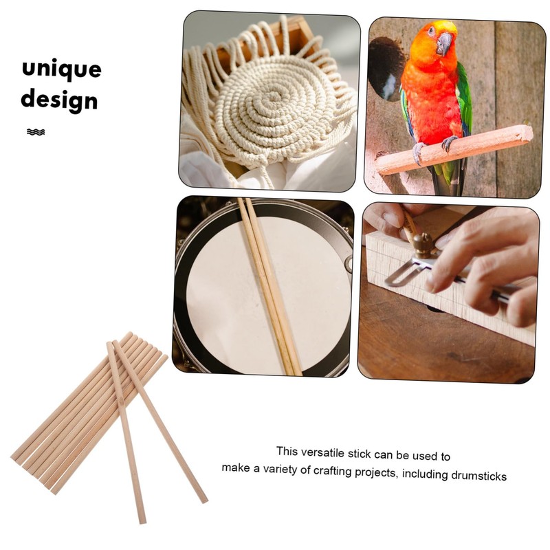 Gadpiparty 10pcs DIY Drumstick Craft Wood Sticks Natural Wood Rods