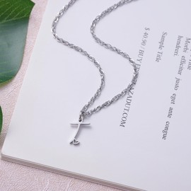 You Are My Person Gift, Initial T Necklace for Best Friend, Thank You Gifts for BFF Bestie, Birthday Christmas Friendship Gifts for Friends Women Teen(Silver)