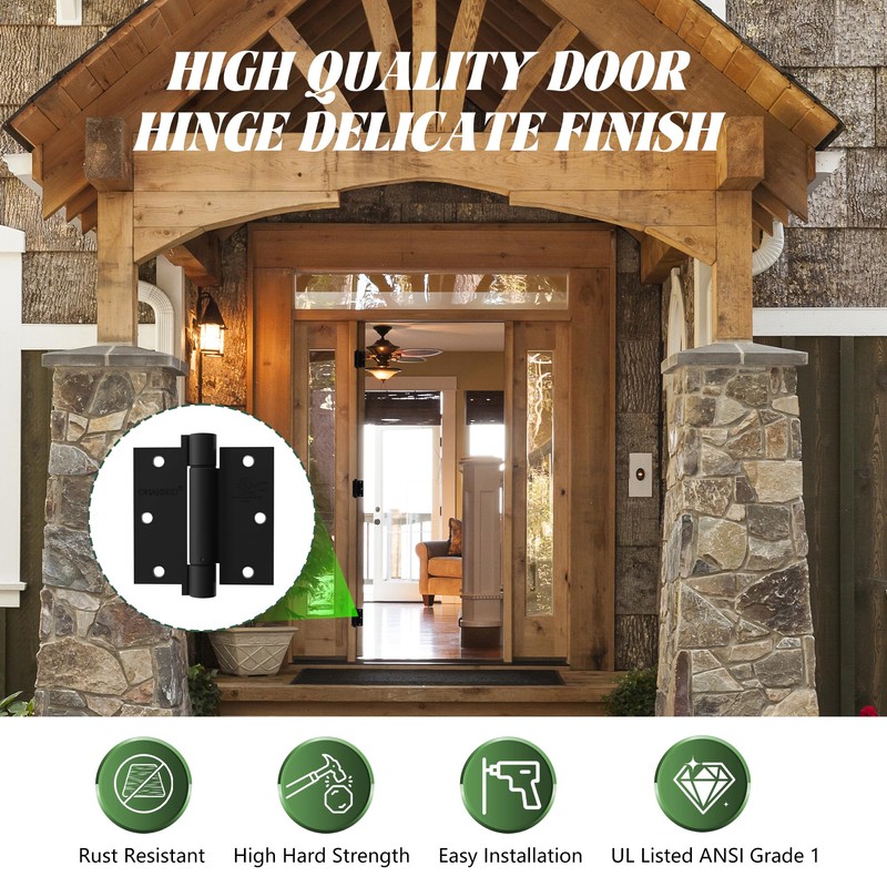 2 Pack Self Closing Door Hinges 3.5 inch Matte Black