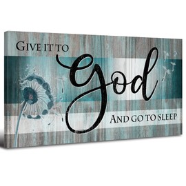 Christian Bible Verses Wall Art Teal Wall Decor for Bedroom Over Bed Wall Decor Dandelion Picture Canvas Prints Scripture Religious Quotes Painting Artwork for Living Room Home Decorations 20x40”