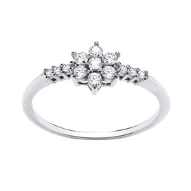 925 Sterling Silver Sparkling CZ Daisy Cluster Ring size J K L M N O P Q R S T U (J)