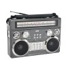 QFX Gray Portable Retro AM/FM/SW 3-Band Radio With Flashlight Bluetooth