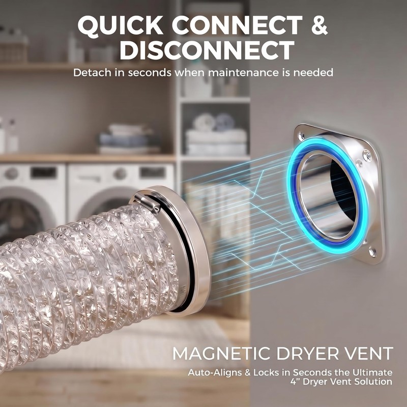 Magnetic Dryer Vent Coupling Kit, 4 Inch, Quick Connect Connector