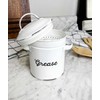 AuldHome Enamelware Grease Container with Strainer, Farmhouse Style Kitchen StorageTin,