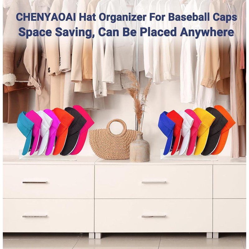 Hat Organizer for Baseball Caps, 2 Pcs No Install Acrylic
