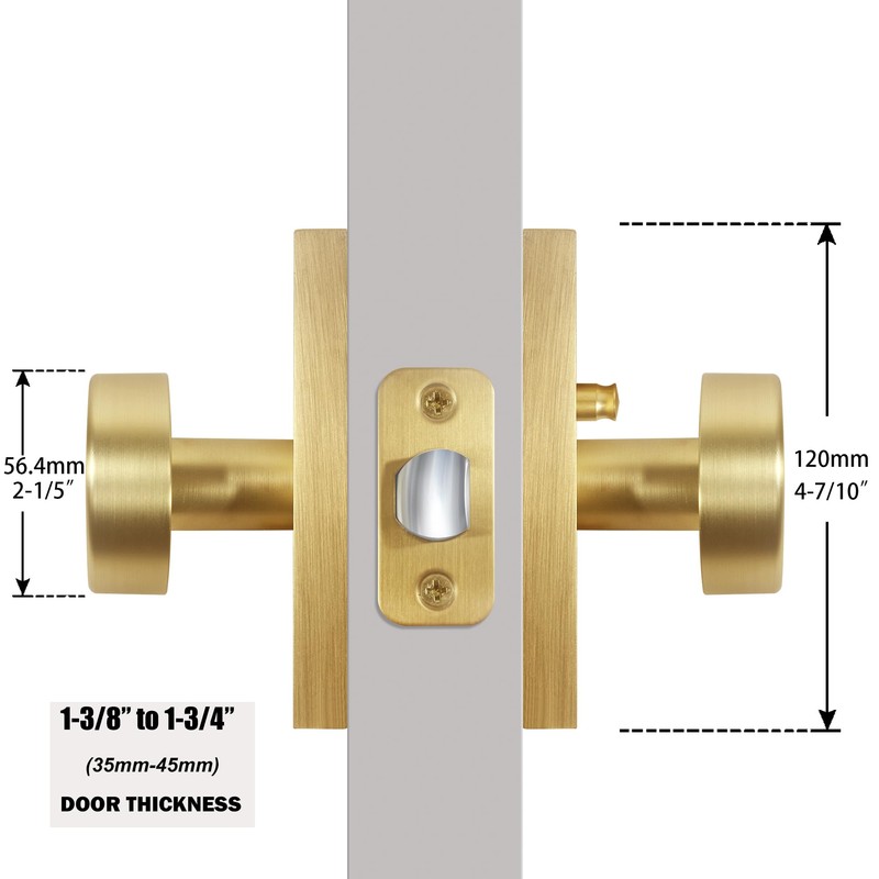 HIEMEY Privacy Gold Door Knob Interior, Satin Brass Door Knobs