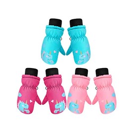 3 pares de manoplas de nieve para invierno, impermeables, con forro cálido, guantes de nieve para niños y niñas