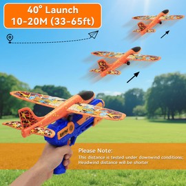 4Pack Airplane Launcher Toys, Kid Outdoor Garden Games Foam Glider Airplane Catapult for Boys Toys Age 3 4 5 6 7 8 9 Year Old, 2 Flight Modes with DIY Stickers, Gifts for Boys Birthday Xmas Party
