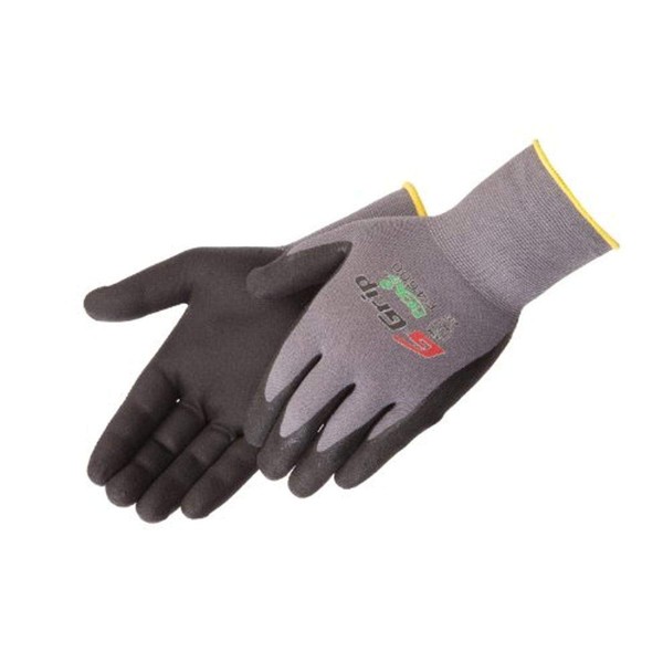 Liberty G-Grip Nitrile Micro-Foam Palm Coated Seamless Knit Glove with 13-Gauge Gray Nylon Shell, X-Large, Black (Pack of 12)