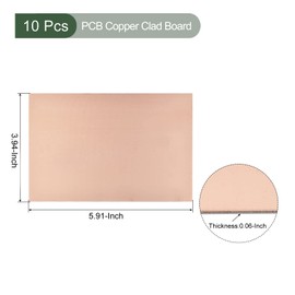 YOKIVE 10 Pcs PCB Copper Clad Board, FR4 Double-Sided Blank Circuit Boards, Great for Electronic Hobbies, Etching, Circuit Projects (150mmx100mmx1.5mm)
