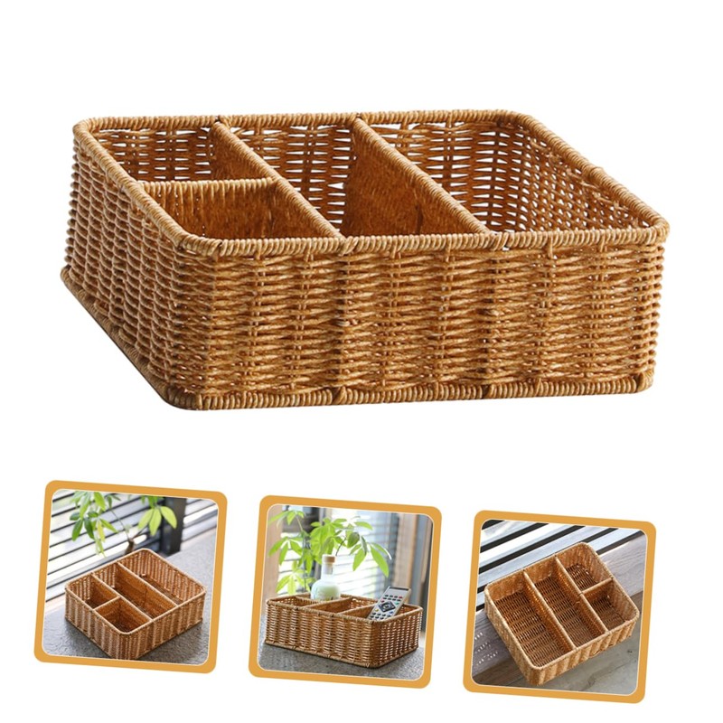 LABRIMP Woven Storage Basket Cosmetic Organiser Drawer Dividers Organizer Decorative