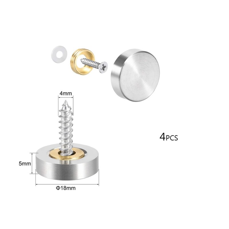YXQ Mirror Screws Decorative Caps Cover Nails Brushed Stainless Steel