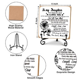 Daughter Gift from Mom, To My Daughter Gift Desk Decor Wood Plaque with Stand, Home Office Table Desk Sign Keepsake -A36