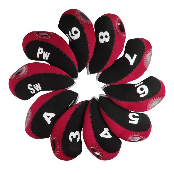Andux Number Print Golf Club Iron Cover Headcover with Clear