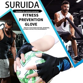 SURUIDA Workout Gloves for Men&Women,Full Palm Protection Weight Lifting Gym Gloves Half Finger Cycling Exercise Gloves with Wrist Wrap Support