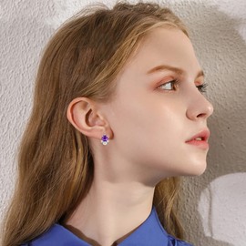 WINNICACA Leverback Earrings for Women Sterling Silver Flower Daisy Crystal Dangle Drop Earrings Daisy Gifts for Women Teens Birthday