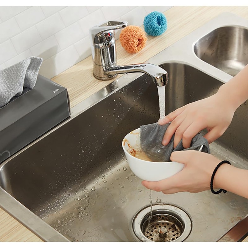 Tongke Disposable Microfibre Cleaning Cloths, Reusable Dish Towels with Dispenser