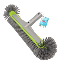 Pool Brush Head/Round Ends,17''Pool Brushes for Cleans Pool Walls, Reinforced Aluminium Back Brush,7 Rows Premium Nylon Bristles Head for Inground/Above Ground Pool with EZ Clips