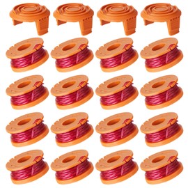 20 Pack Trimmer Spool Line for Worx, WA0010 Edger Spools Replacement for Worx, 0.065 inch Trimmer Line Refills for Worx, Compatible with Worx String Trimmers(16 Grass Trimmer Line, 4 Trimmer Cap)