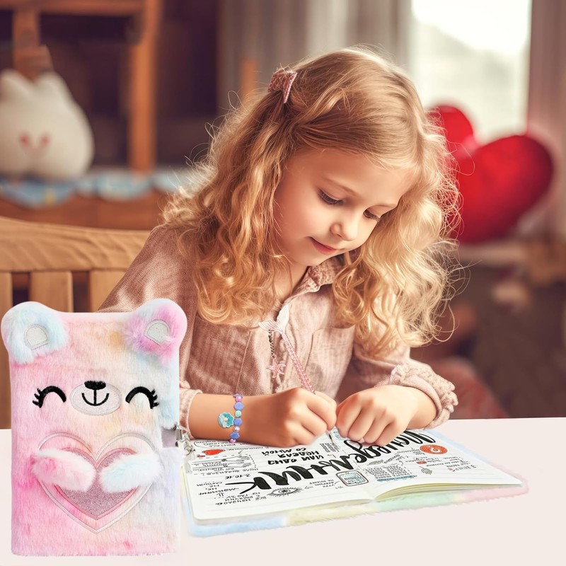 DERJDISF Plush Diary - Secret Diary with Lock for Adolescents
