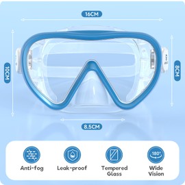 RIOROO Children's Diving Goggles, Swimming Goggles for Boys Girls Teenagers, Diving Mask with Nose Cover, 180° Panorama HD, Anti-Fog, Anti-Leak for Children 6-16 Years