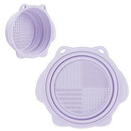 Makeup Brush Cleaner, Etercycle Foldable Silicone Brush Cleaner Bowl Srubber, Portable Washing Tools for Makeup Brush,Powder Puff,Sponge (Purple)