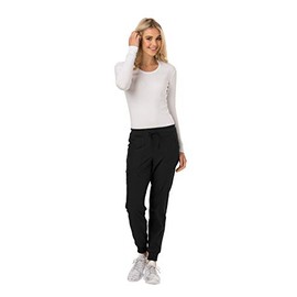 HeartSoul Jogger Scrub Pants for Women, Break On Through Stretch Fabric HS030P, S Petite, Black - Small Petite,Black