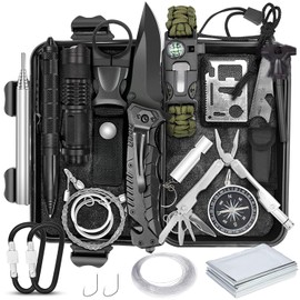 TENXUI Kit de Supervivencia. 18 en 1 Multifuncional Paquete de Supervivencia de Bolsa de Herramientas, Kit Supervivencia, para Exteriores, Acampada, Senderismo.