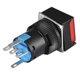 Heschen 16mm Square Latching Push Button Switch 1NO 1NC Red Blue Yellow Green Orange 12V LED Lamp