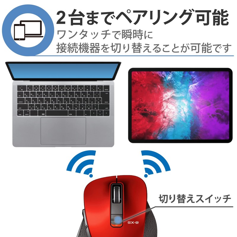 Elecom Wireless Mouse, Bluetooth EX-G, Extreme Grip, Quiet Design, 5