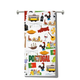 LEVLO Portugal Trip Kitchen Towel Portugal Souvenir Gift Portugal Tour Tea Towels Portugal Housewarming Gift (Portugal Towel)