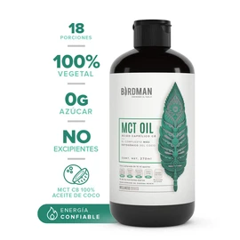 Birdman MCT Oil Acido Caprílico C8 100% Natural Puro De Coco, Keto y Paleo Friendly, Boost De Energia y Concentracion, Ideal en Cafe y Ensaladas, Sin Sabor | 18 Porciones | 270ml