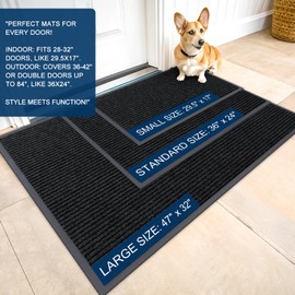 OLANLY Front Door Mat Indoor Outdoor Entrance, Waterproof Heavy Duty Doormat, Fade Resistant, Low Profile, Easy Clean Patio Porch Welcome Floor Mats for Entry, 59x23, Black