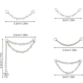 5 PCS Lexziuo Nose Rings Chain - Silver Nose Stud & Nostril Jewelry Set, Hypoallergenic Nose Piercing Rings, Across Nose Chain for Women & Men