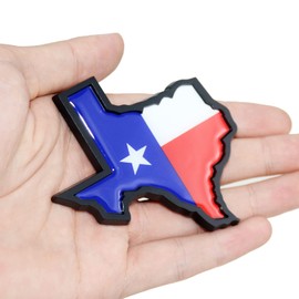 1Pc Texas Flag in Shape of Texas State Edition Emblem Decal Lone Star 3D Badge Sticker Replacement for Universal Car SUV Truck Vehicle (Black Blue Red)