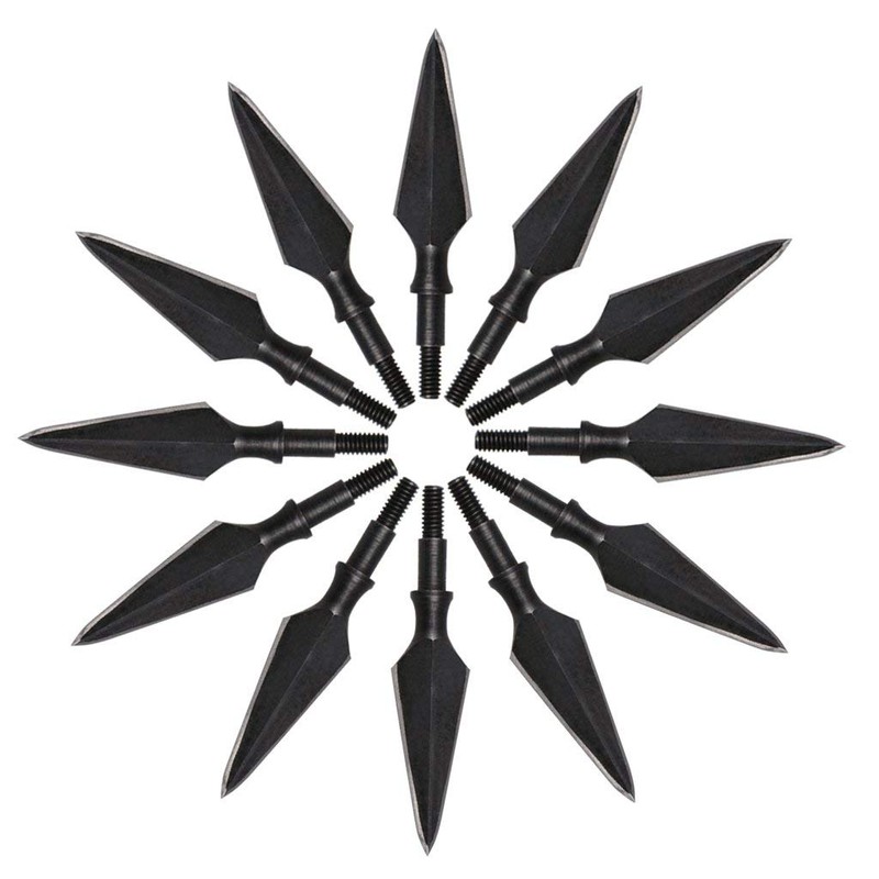 toparchery 6pcs Arrow Heads Black Steel Broadheads Screw-in Field Point