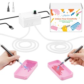 JelyArt Vacuum Diamond Painting Pen- Electric Diamond Art Pen with 0-100 Suction, Wax-Free Diamond Painting Accessories, Dual Ergonomic Pens & Storage Trays for Collaborative Art Projects