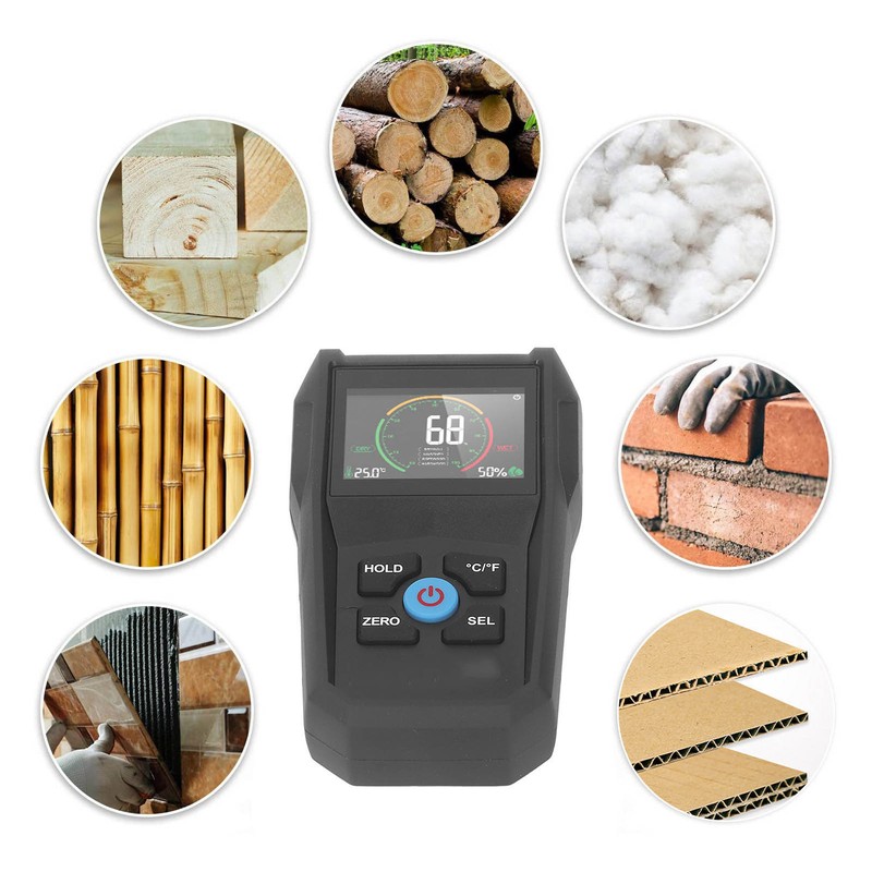 Pinless Moisture Meter LCD Digital Display 4 in 1 Dampness