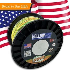 FINS Hollow Core Braided Fishing Line - USA Made, Spliceable Braid for Bluewater Angling, Superior Knotless Leader Transition - 16-Strand for Increased Reel Capacity - METERED - 60 lb - 100 Yds