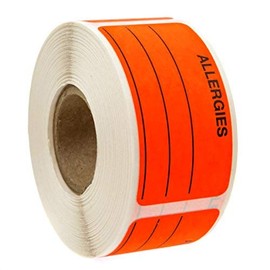 Allergies Sticker with Dispenser Box/250 Allergy Stickers/Write on Fluorescent Red Label