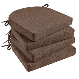Basic Beyond Chair Cushions for Dining Chairs 4 Pack, Kitchen Chair Cushions with Ties and Non Slip Backing, 16 x 16 inches Chair Pads for Dining Chairs (Brown)