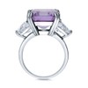 BERRICLE Rhodium Plated Sterling Silver Asscher Cut Purple Cubic Zirconia