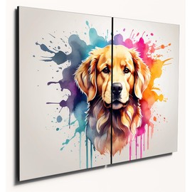 The Plum Penguin Golden Retriever Watercolor Wall Art | A4 MDF Wood Duo | Home Decor