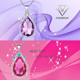 2 Pcs Sofia The First Amulet and Elena Princess Necklace Twin Sister Teardrop Necklace Magic Jewelry Gift for Girls