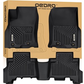 OEDRO Floor Mats Fit for Toyota 4Runner 2024-2013 / Lexus GX460 2014-2023, TPE All-Weather 4Runner Car Mats Includes 1st and 2nd Row Full Set Liners, Black