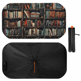 Buyidec Car Windshield Sunshade Umbrella Bookshelf Painting Foldable Car Windshield Sun Shade Cover Front Window Heat Insulation Protection Fit Most Vehicle 57 X 30 in