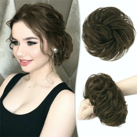 RUWISS Messy Bun Hair Piece 100% Human Hair Messy Rose Bun for Women Real Hair Scrunchies Updo Hairpieces Hair Chignon Extension（Dark Blonde）