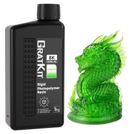 GratKit 8K Rigid Resin, 3D Printer 405nm UV-Curing Photopolymer Resin, High Precision Low Odor 3D Printing Resin - 1000g,Transparent Green